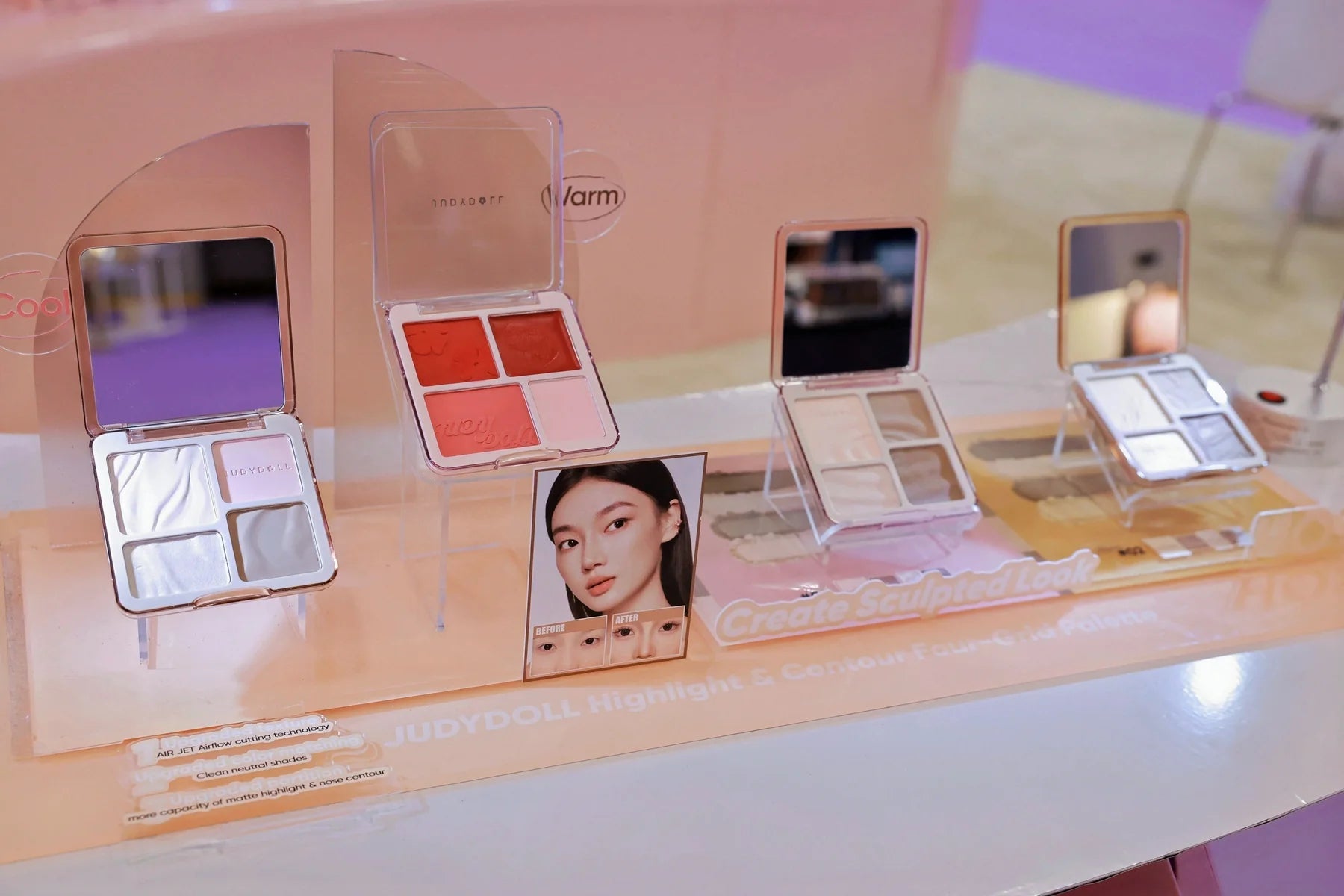 Open palettes and product imagery invite a closer look at colors, finishes and packaging.